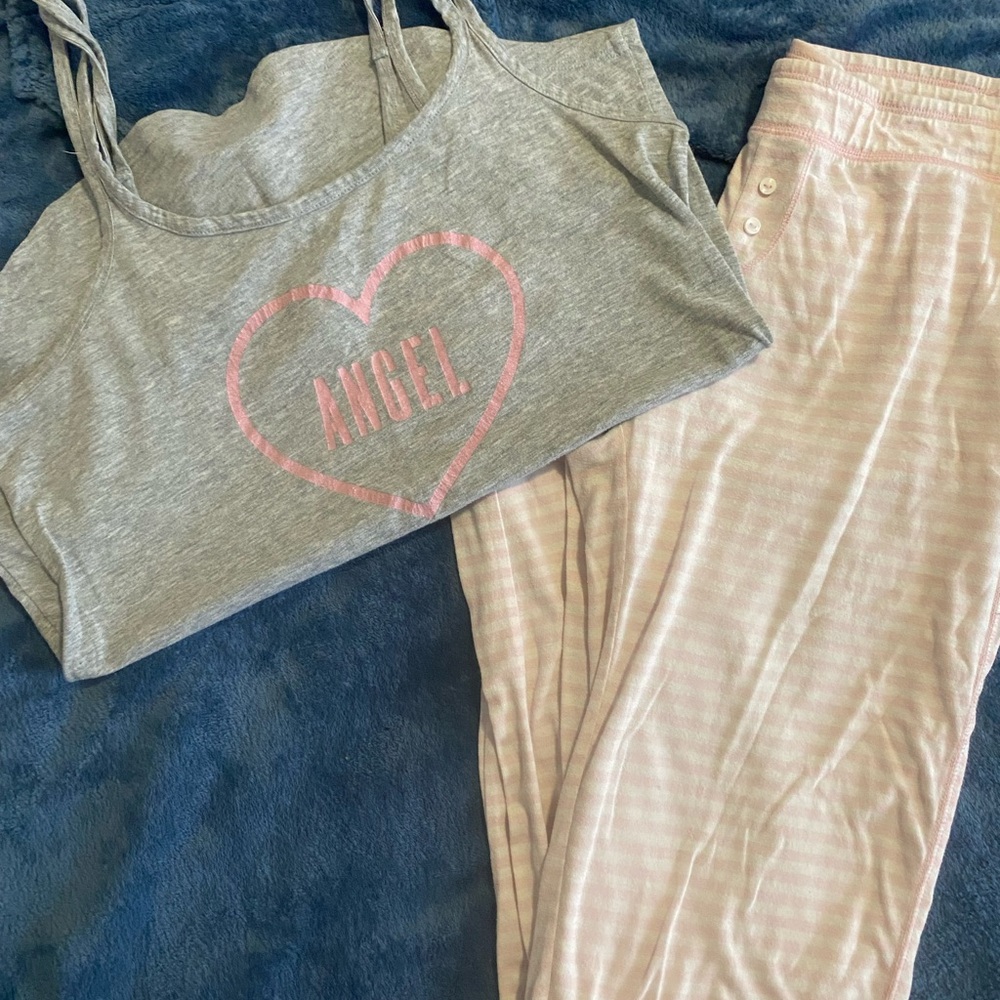 Victoria’s Secret Angel classic pink white stripe pajamas